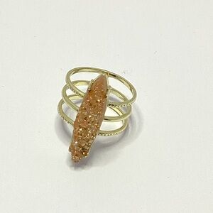 Crystal Cavern Gold and Peach Crystal Ring